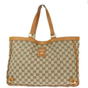 Gucci Handbag tote bag GG brown canvas leather